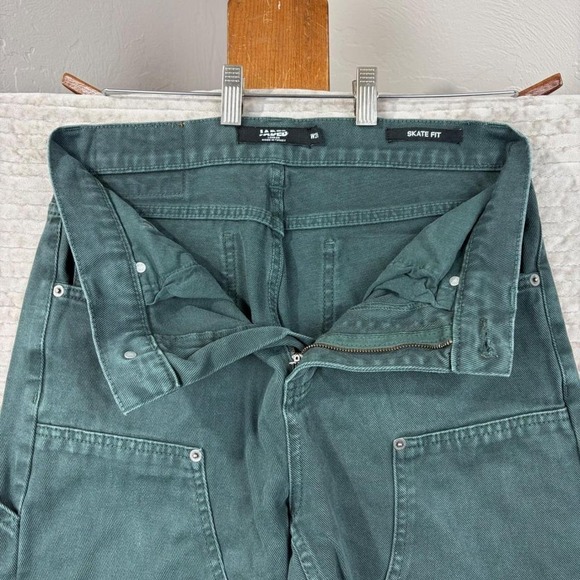 Jaded London Skate Fit Green Double Knee Carpenter Jeans Mens W28 Utility Pants - Picture 7 of 8